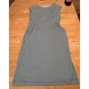 Boden Sleeveless Cotton Green, Blue, White Geometric Print Dress Size 14L